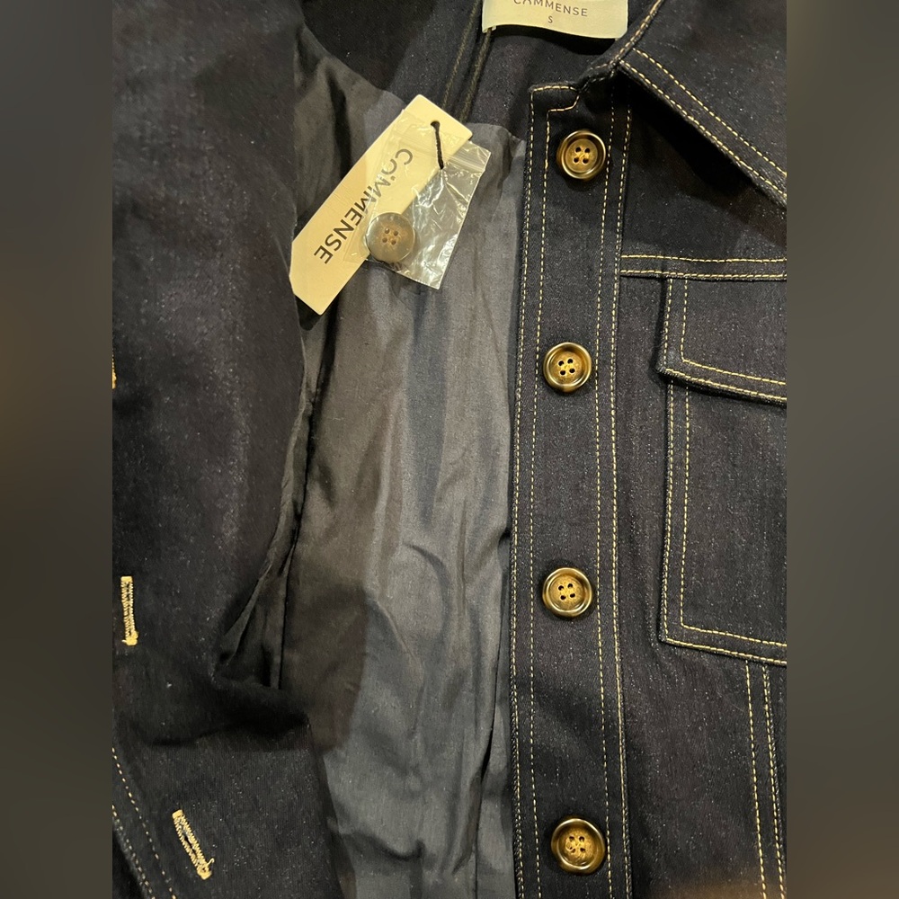 COMMENSE Contrast Stitch Denim Jacket COLOR - Navy, Size Small NWT - Picture 12 of 12